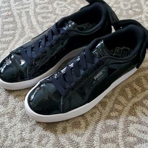 Puma women's black patent bow sneakers